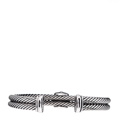 David Yurman Sterling Silver 18K Yellow Gold Garnet Albion Cable Bracelet 3 of 6