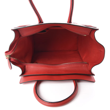 Celine Drummed Calfskin Mini Luggage Coquelicot 5 of 10