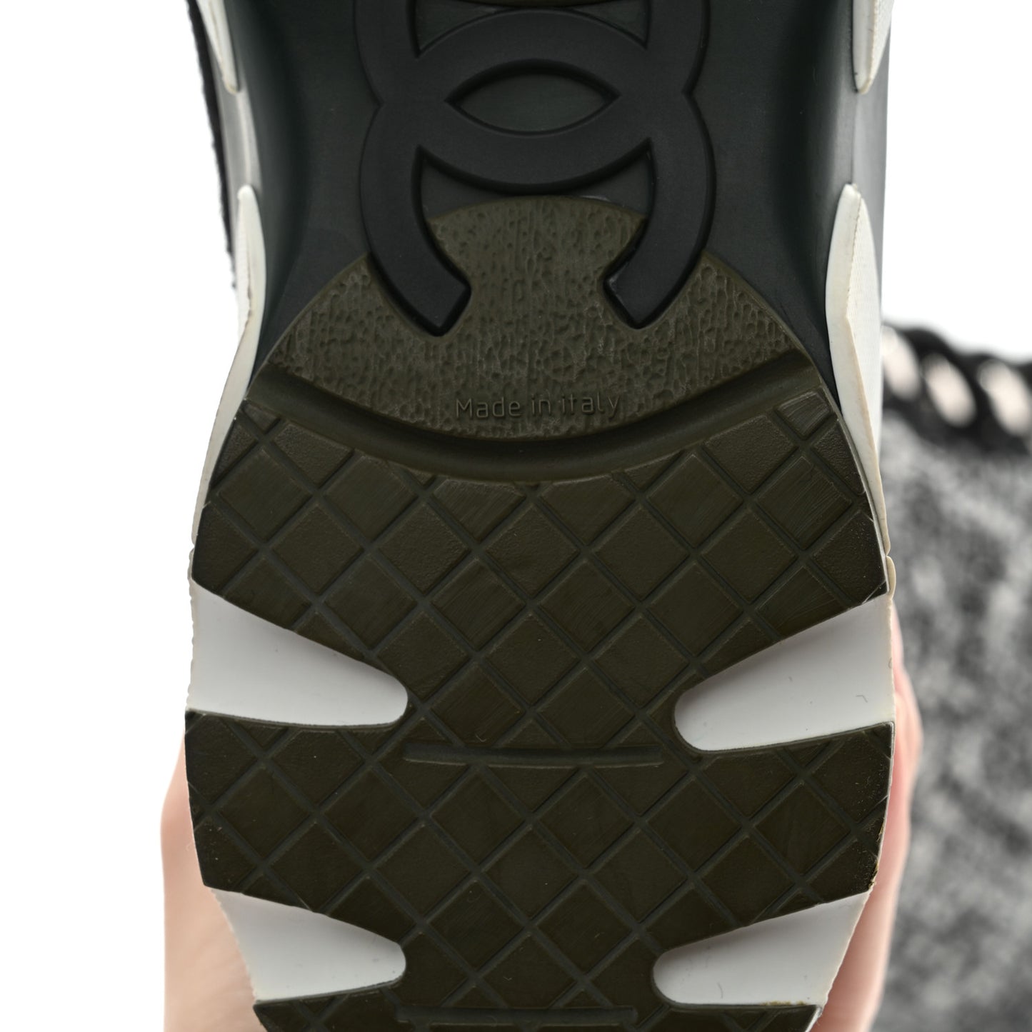 Tweed Suede Calfskin Sneaker High Boots 39 Black White