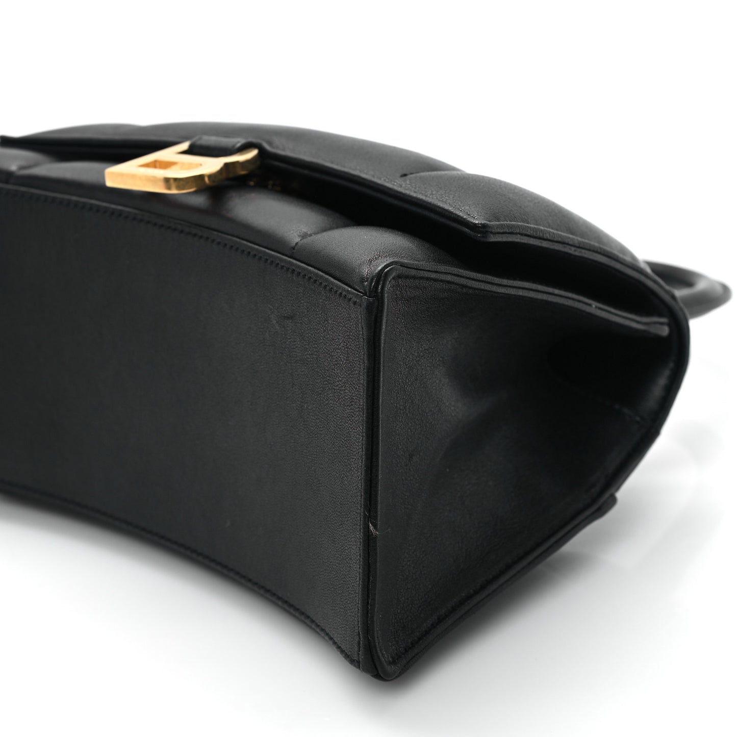 Nappa Calfskin Puffy Small Hourglass Top Handle Bag Black