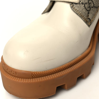 Gucci Calfskin GG Supreme Monogram Nappa Quilted Lace Up Ankle Boots 42 Mystic White Beige 9 of 10