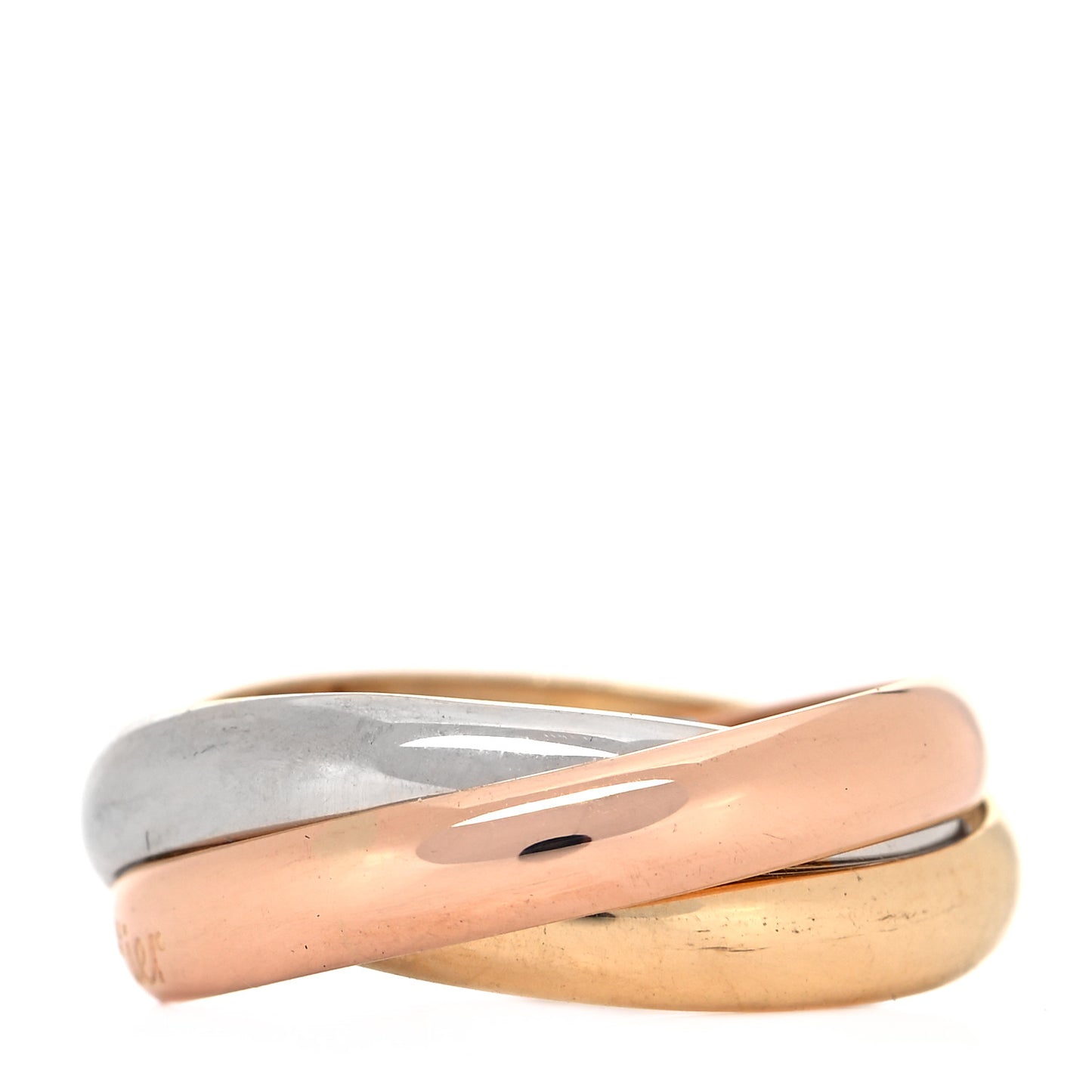 18K Pink Yellow White Gold Classic Les Must De Cartier Trinity Ring 53 6.25