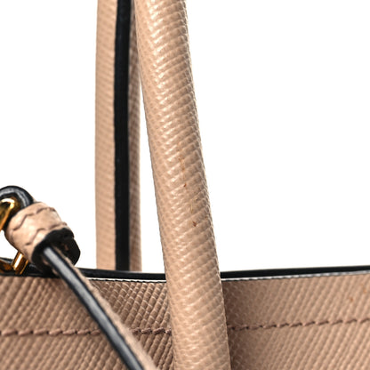 Prada Saffiano Cuir Small Double Bag Cammeo Black 11 of 12