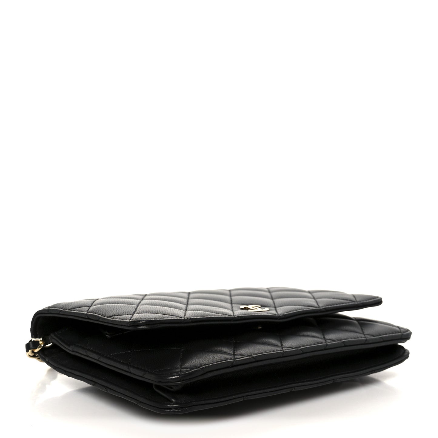Lambskin Quilted Wallet On Chain WOC Black