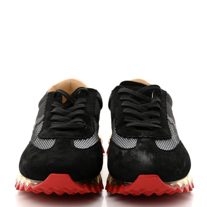 Christian Louboutin Suede Mesh Calfskin Mens Loubishark Sneakers 46 Black White Transparent 2 of 7