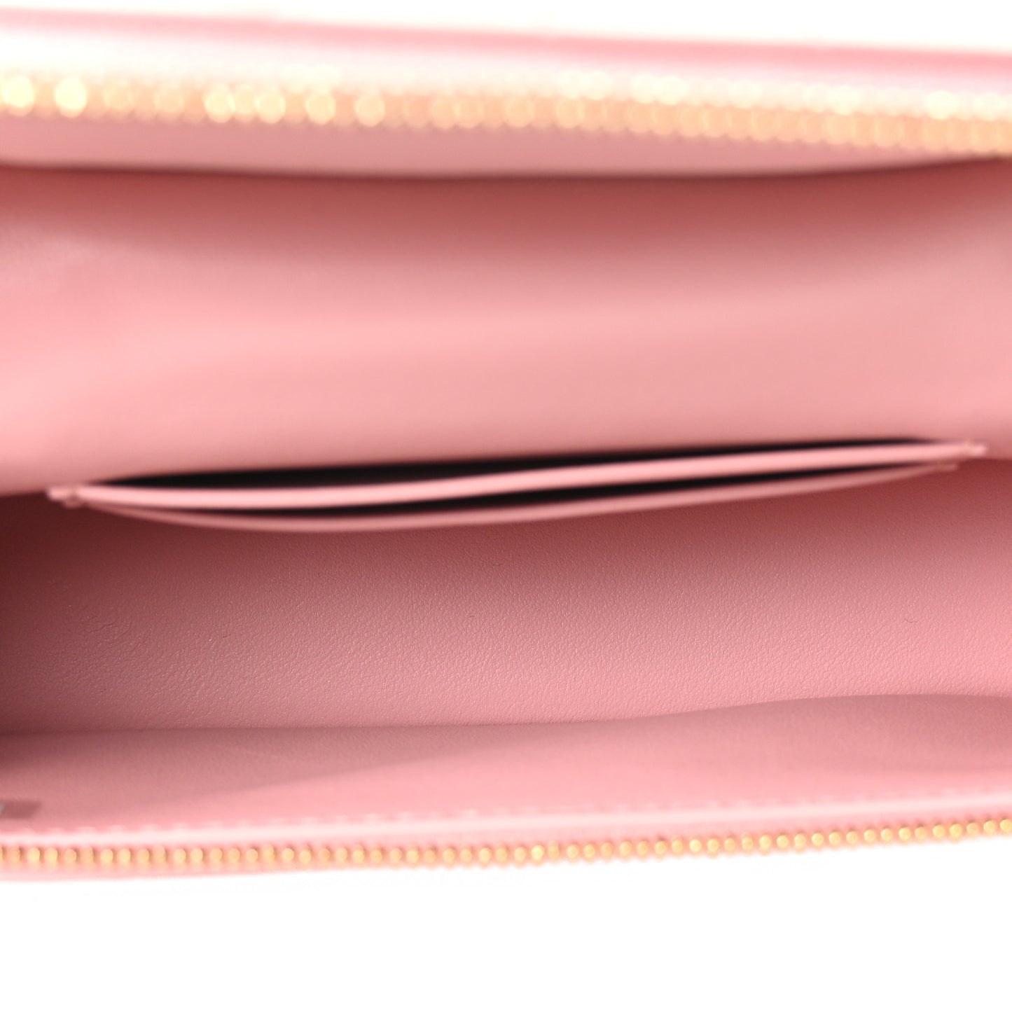 Calfskin Crocodile Embossed Crococo Top Handle Slim Vanity Case With Chain Pink