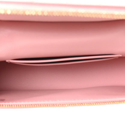 Chanel Calfskin Crocodile Embossed Crococo Top Handle Slim Vanity Case With Chain Pink 5 of 11