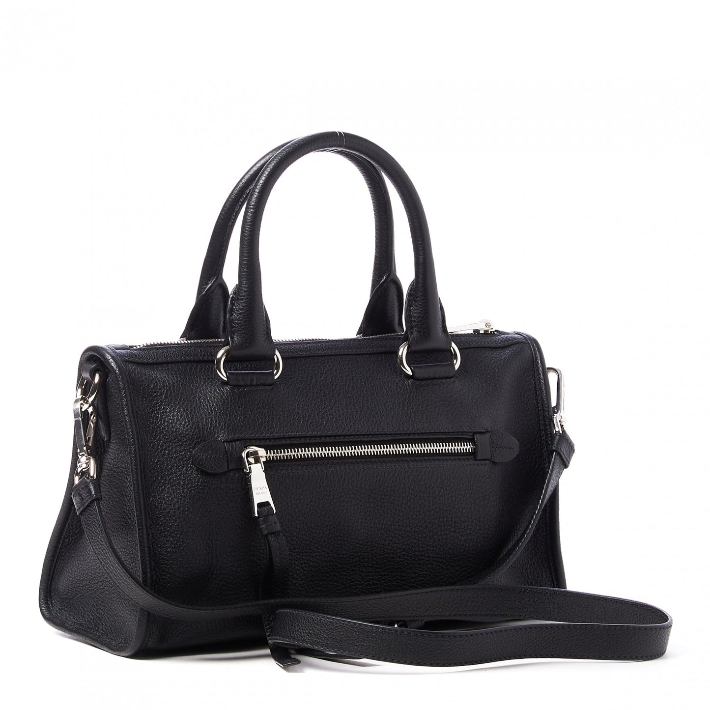 Vitello Phenix Top Handle Shopping Satchel Black