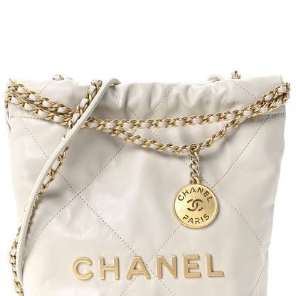 Chanel Shiny Calfskin Quilted Mini Chanel 22 Light Grey 8 of 11