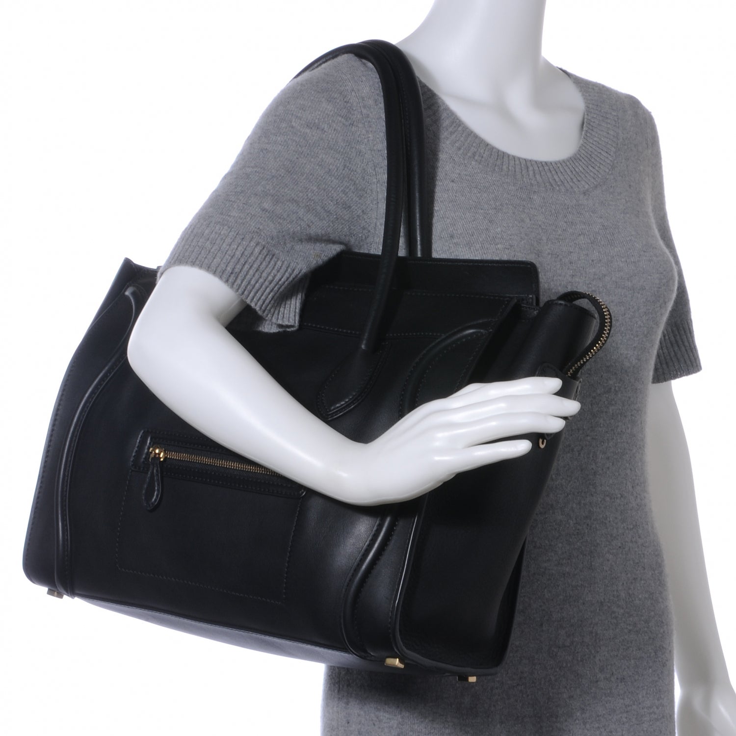 Celine Smooth Calfskin Shoulder Luggage Black 2 of 9