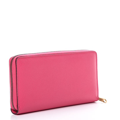 Gucci Grained Calfskin Logo Zip Around Wallet Box Pink Green 2 of 6