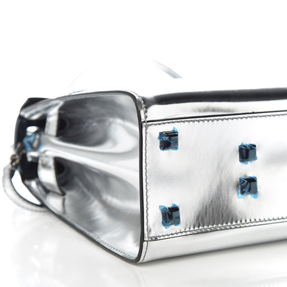 Valentino Garavani Metallic Patent Calfskin Medium My Rockstud Frame Bag Silver 5 of 13