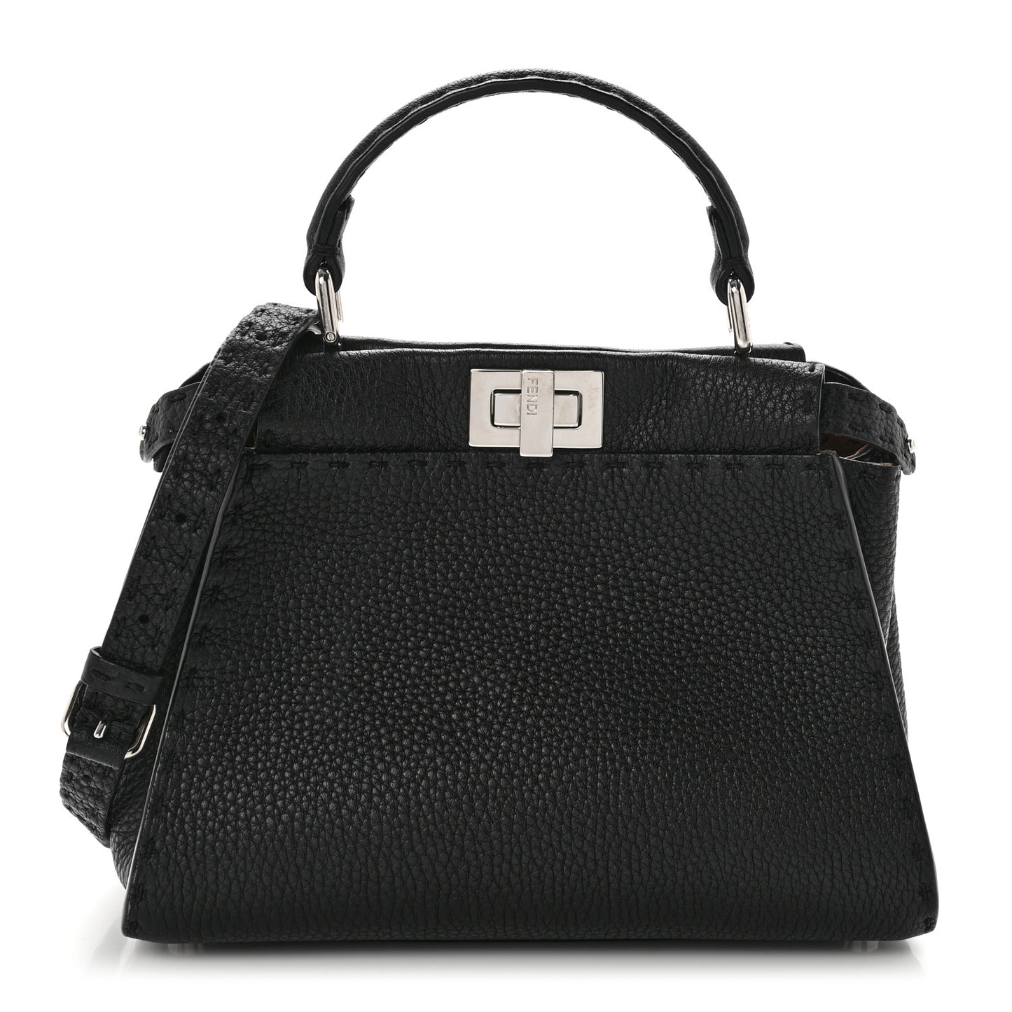 Cuoio Romano Selleria Bi-Color Mini Peekaboo Iconic Satchel Black Mou