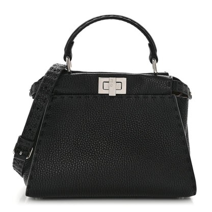 Fendi Cuoio Romano Selleria Bi-Color Mini Peekaboo Iconic Satchel Black Mou 1 of 8