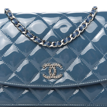 Chanel Patent Quilted Brilliant Wallet On Chain WOC Blue 11 of 12