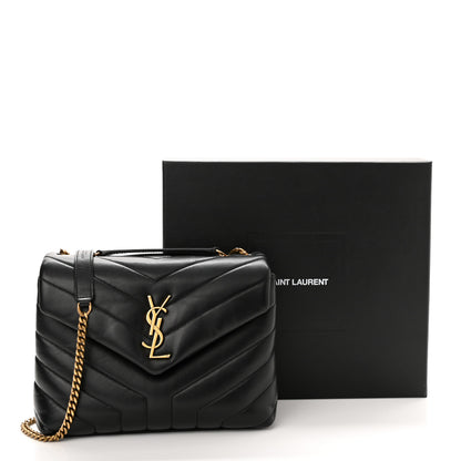 Saint Laurent Calfskin Y Quilted Monogram Small Loulou Chain Satchel Black 14 of 14