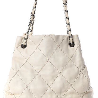 Chanel Lambskin Stitched Expandable Tote White 6 of 8
