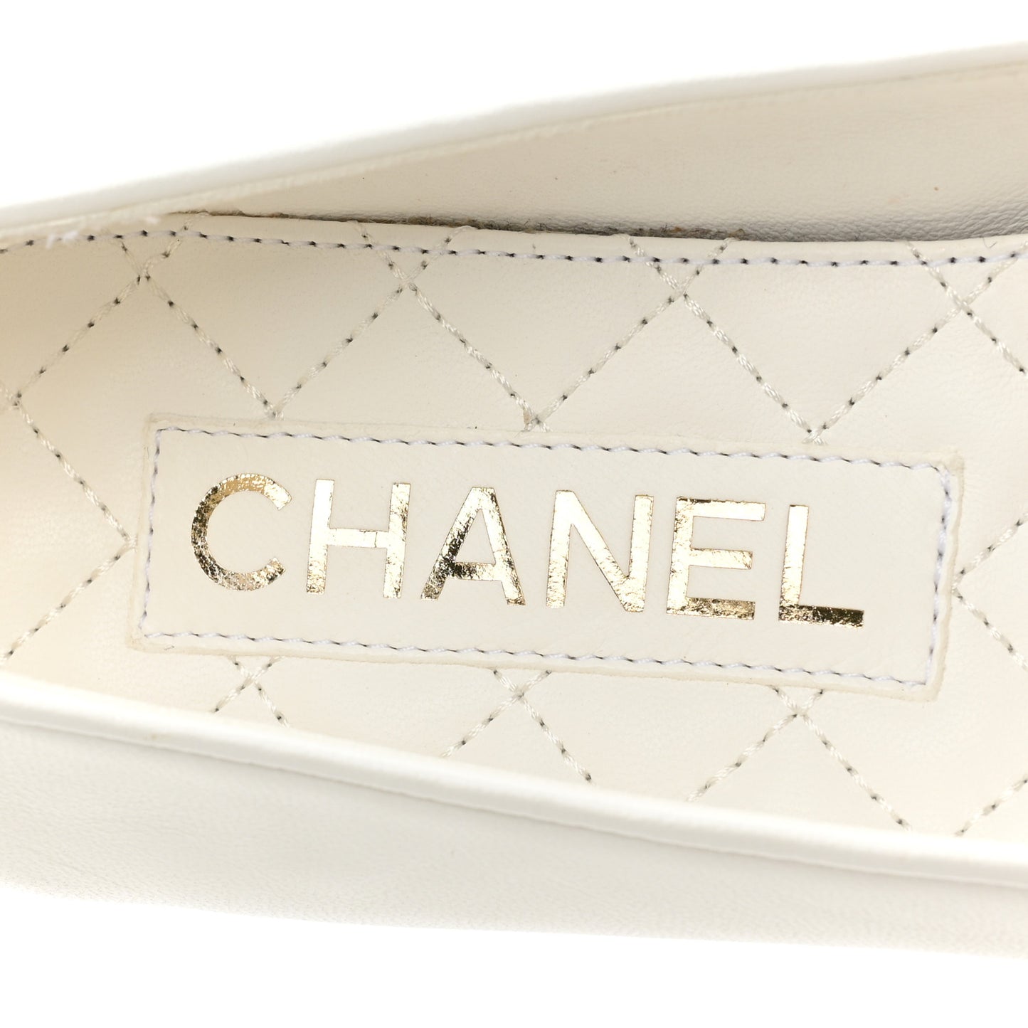 Lambskin Patent Calfskin Cap Toe Ankle Chain Ballerina Flats 36 White Black