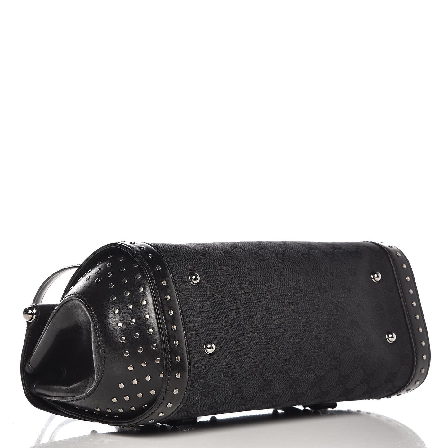 Monogram Studded Bamboo Bullet Satchel Black