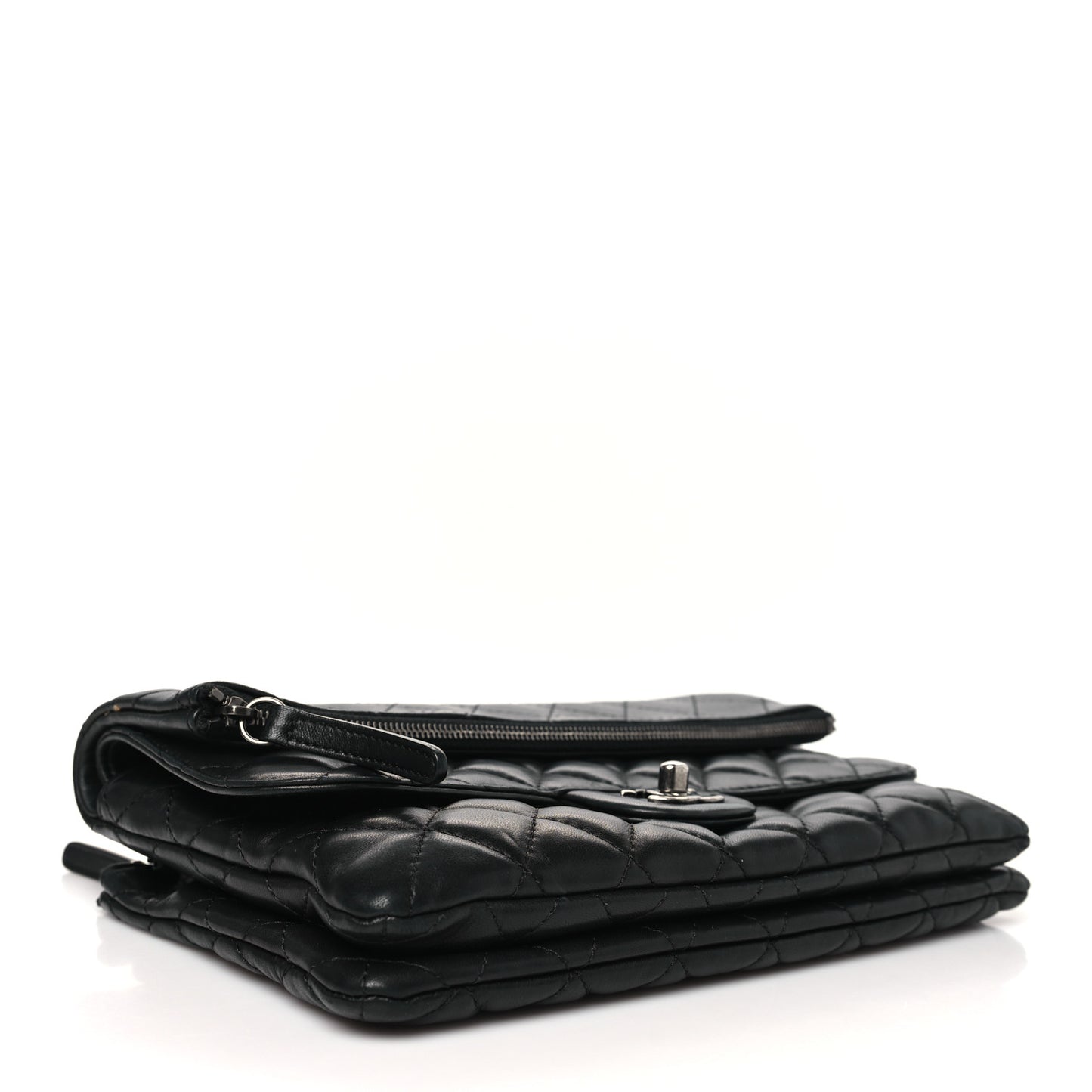 Lambskin Quilted Mini Multi Flap Bag Black
