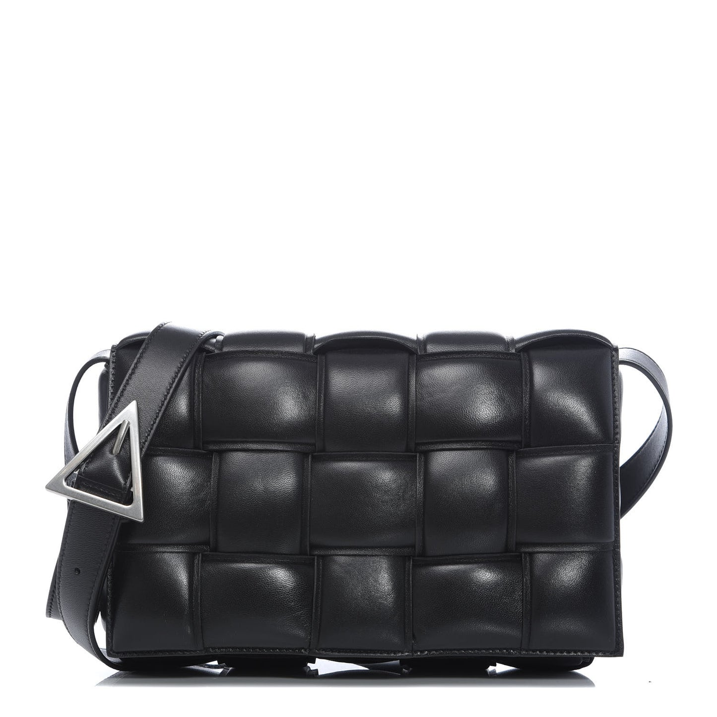 Nappa Maxi Intreccio Padded Cassette Crossbody Bag Black