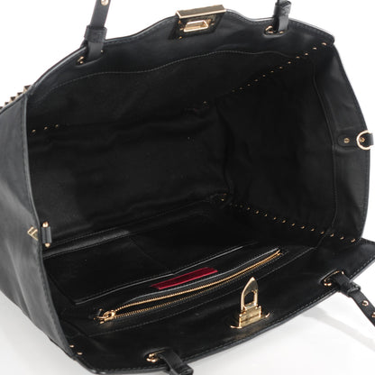 Valentino Garavani Vitello Medium Rockstud Tote Black 5 of 7