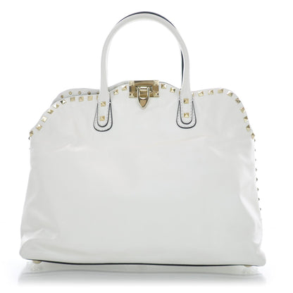 Valentino Garavani Leather Rockstud Dome Satchel White 1 of 9