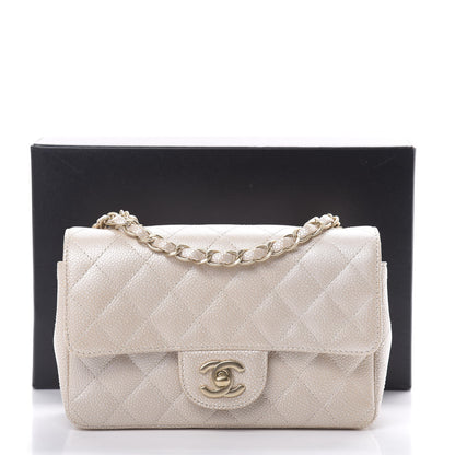 Chanel Pearly Caviar Quilted Mini Rectangular Flap Beige 11 of 11