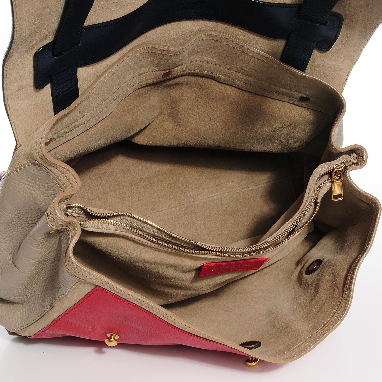 Saint Laurent Calfskin Large Muse Two Pale Beige Navy Cherry 5 of 8