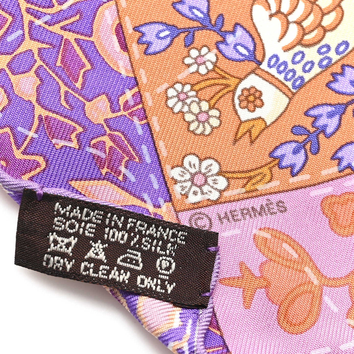 Silk Pique Fleuri De Provence Pocket Square Scarf Mauve Jaune D'Or Terracotta