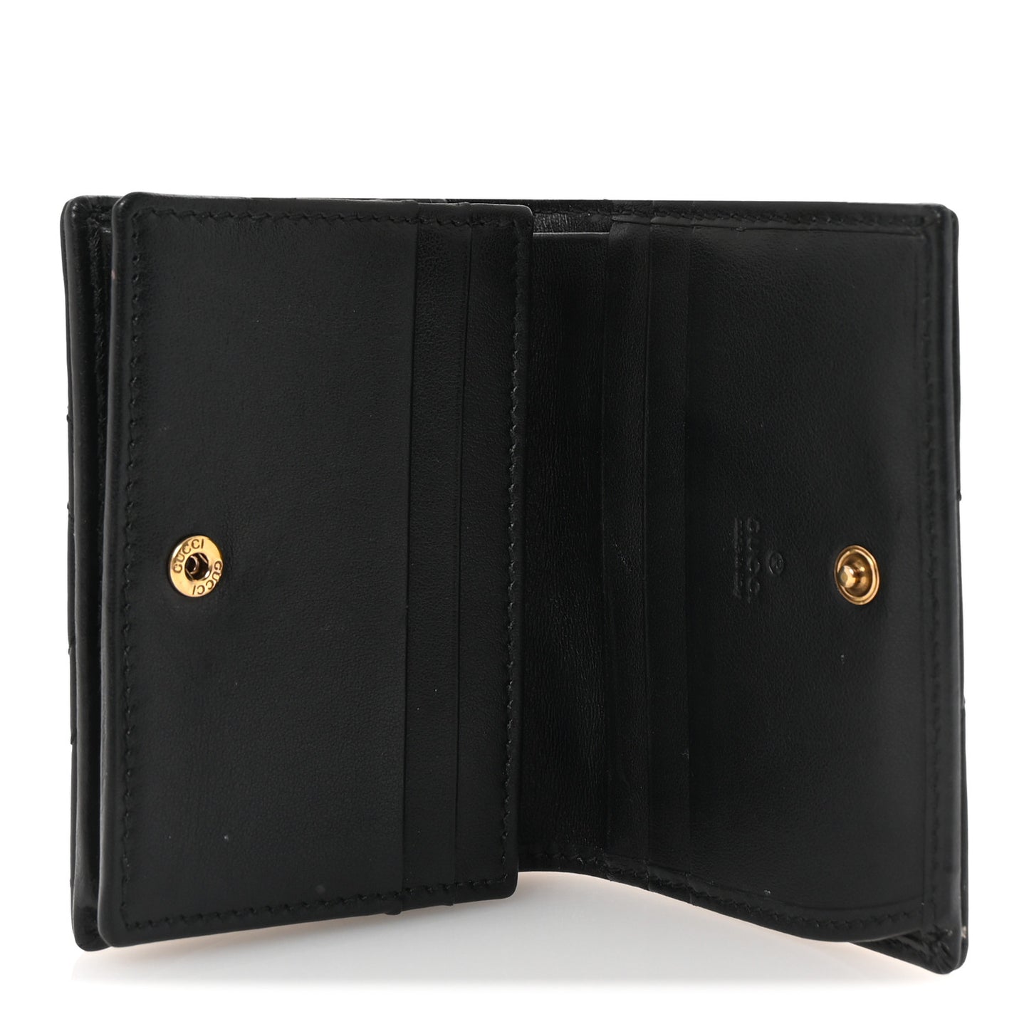 Calfskin Matelasse GG Marmont Card Case Wallet Black