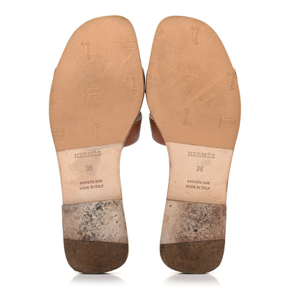 Hermes Box Calfskin Oran Sandals 36 Gold 4 of 4