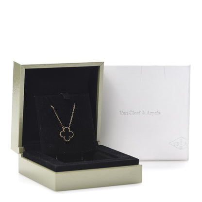 Van Cleef & Arpels 18K Yellow Gold Black Onyx Vintage Alhambra Pendant Necklace 6 of 6