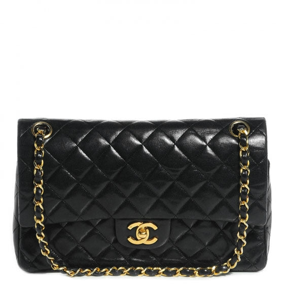 Lambskin Double Medium Flap Black