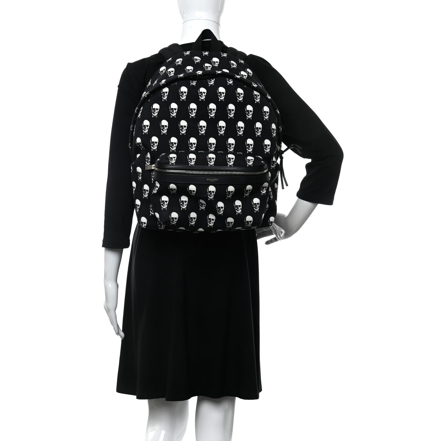 Canvas Skull Print City Backpack Black