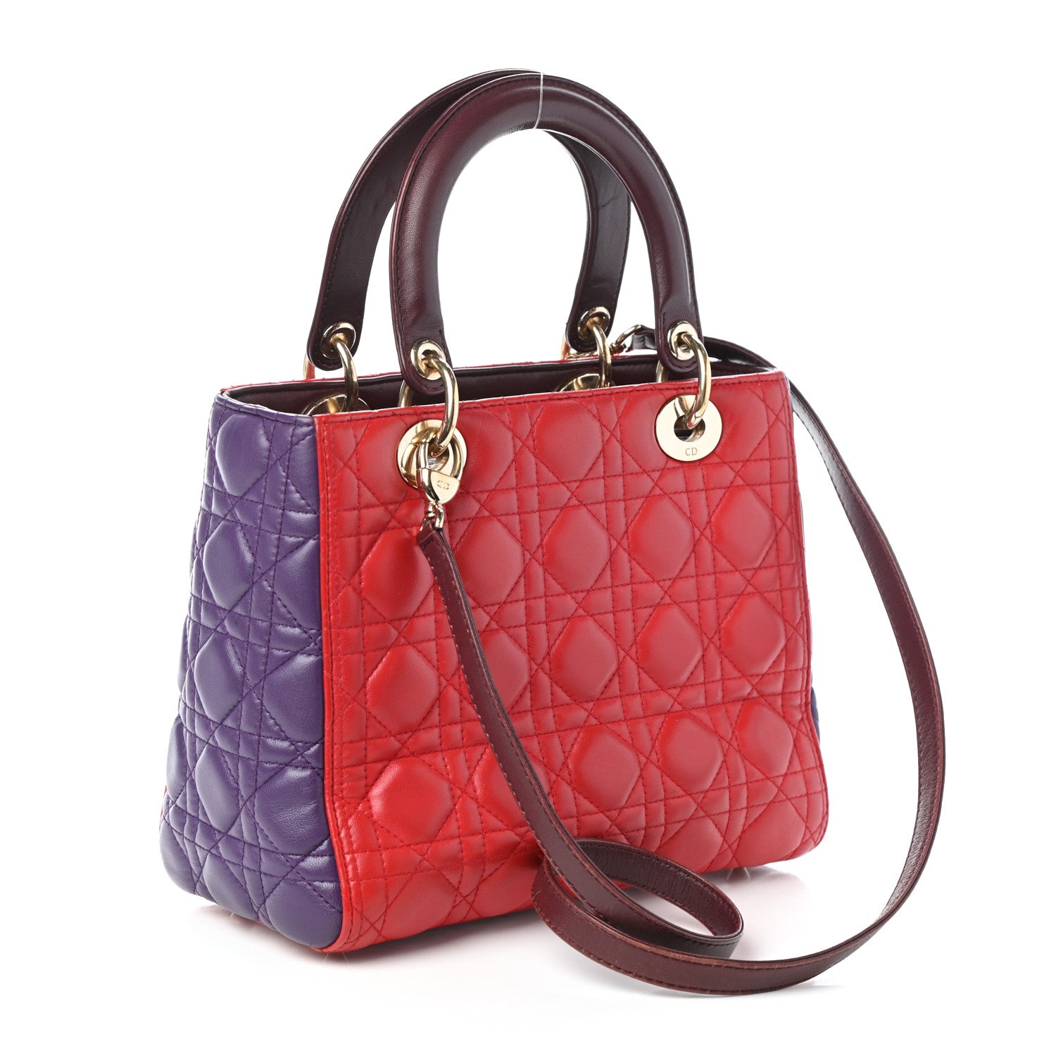 Christian Dior Lambskin Cannage Medium Tri-Color Lady Dior Purple 3 of 9