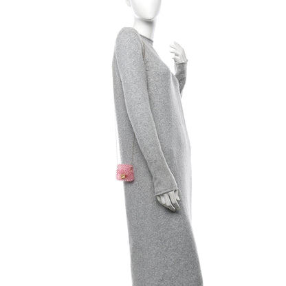 Fendi Enamel Vitello King Beaded Pico Baguette Charm Pink 2 of 10