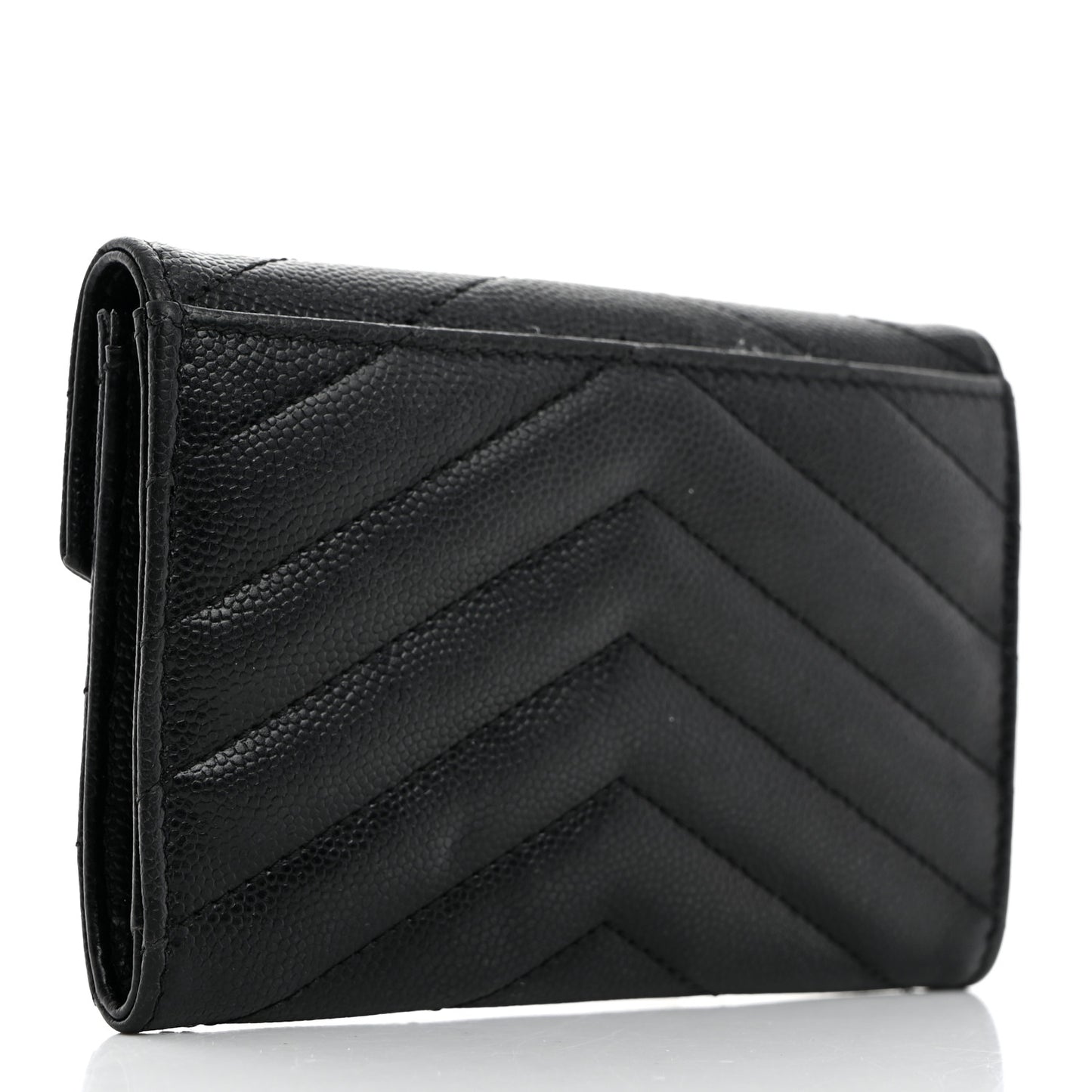 Grain De Poudre Matelasse Chevron Small Monogram Envelope Wallet Black
