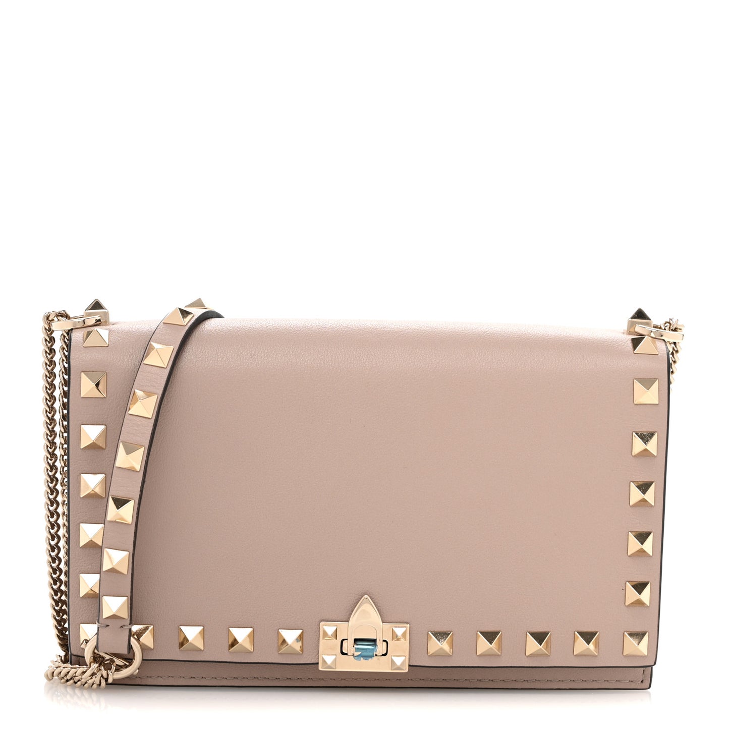 Vitello Rockstud Flip Lock Wallet On Chain  Poudre