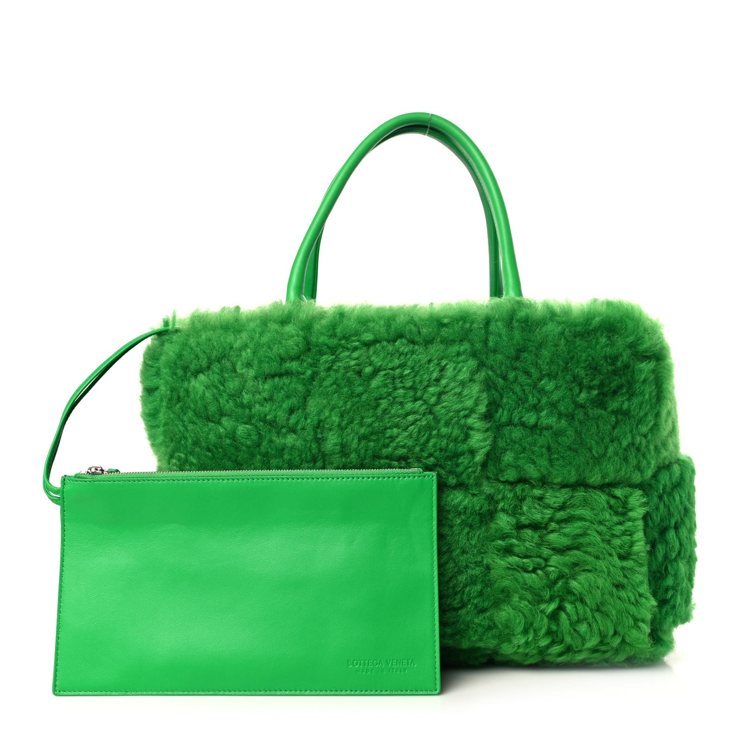 Shearling Small Intrecciato Arco Tote Parakeet