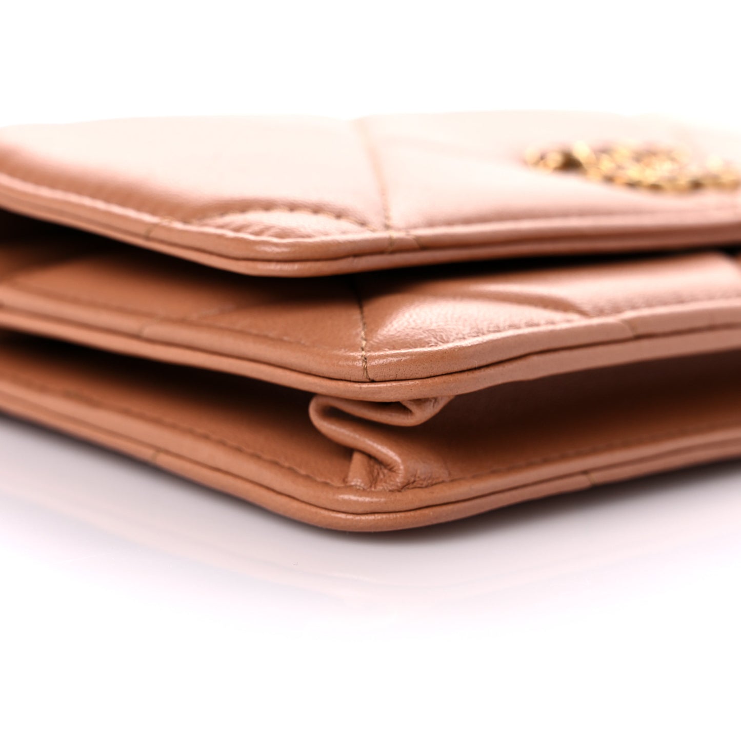 Lambskin Quilted Chanel 19 Wallet On Chain WOC Brown