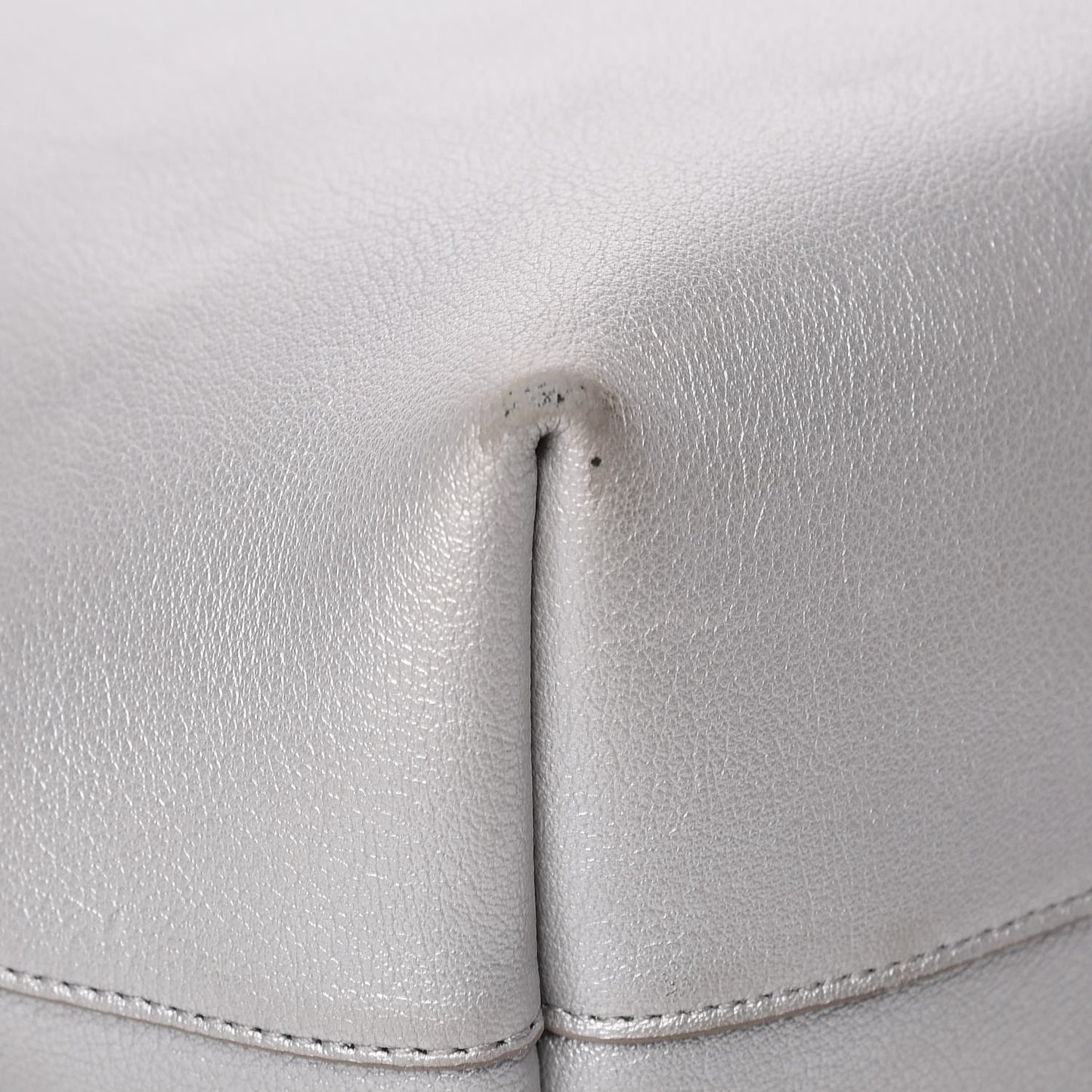 Metallic Calfskin Large Shopping Tote Silver