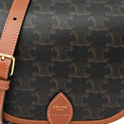 Celine Triomphe Canvas Medium Folco Bag Tan 7 of 9