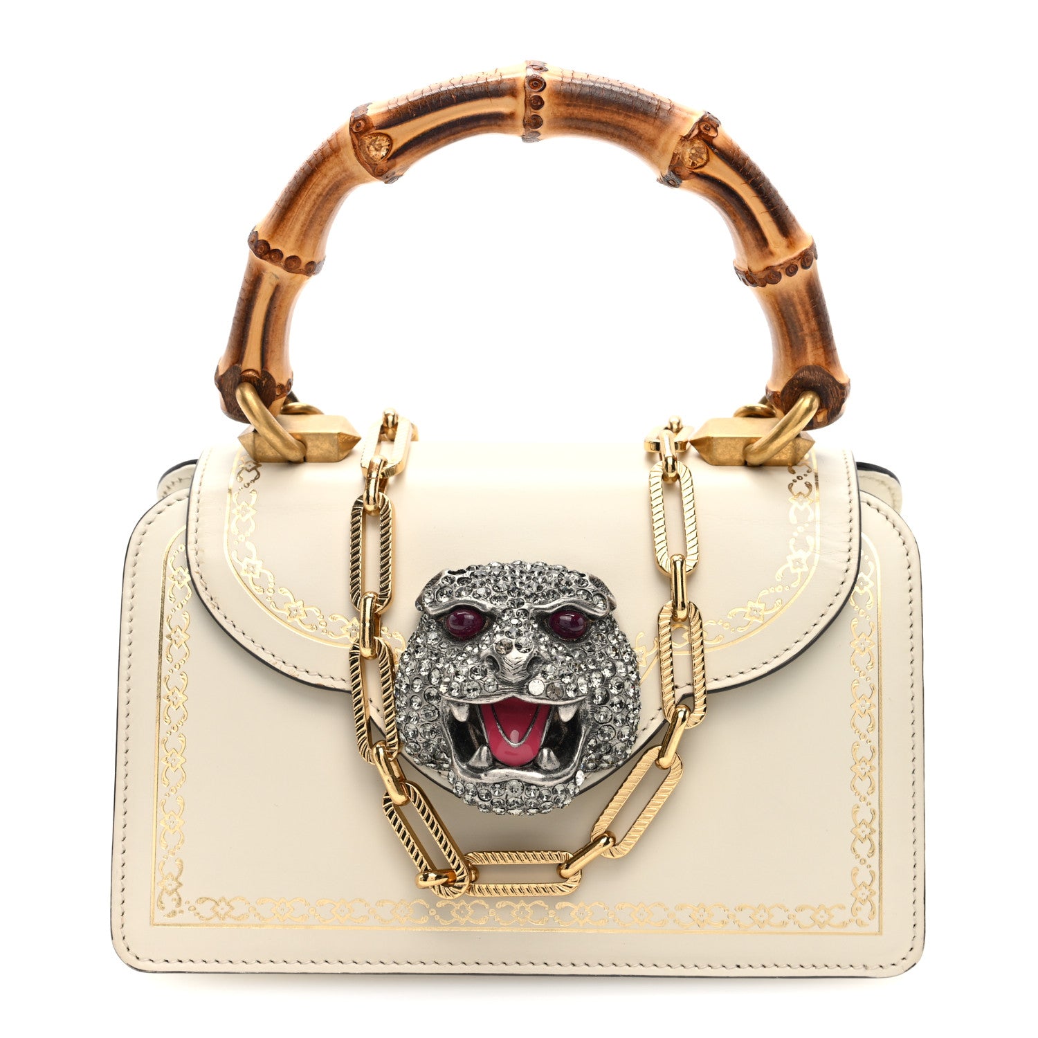 Gucci Calfskin Bamboo Mini Thiara Top Handle Bag White 1 of 9