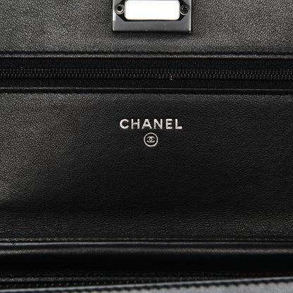 Chanel Aged Calfskin Chevron Quilted Reissue Wallet On Chain WOC So Black 6 of 7