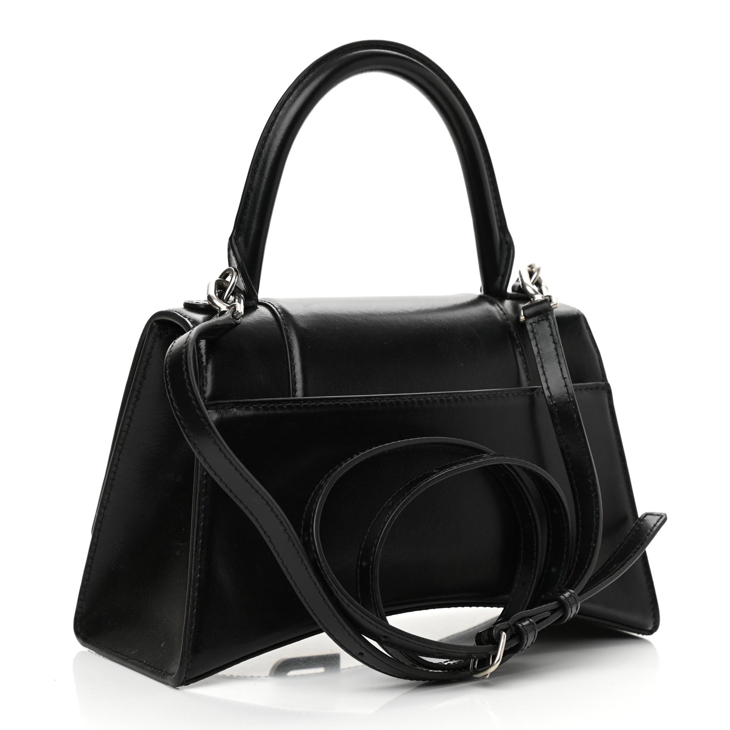 Shiny Box Calfskin Graffiti Logo Small Hourglass Top Handle Bag Black Pink