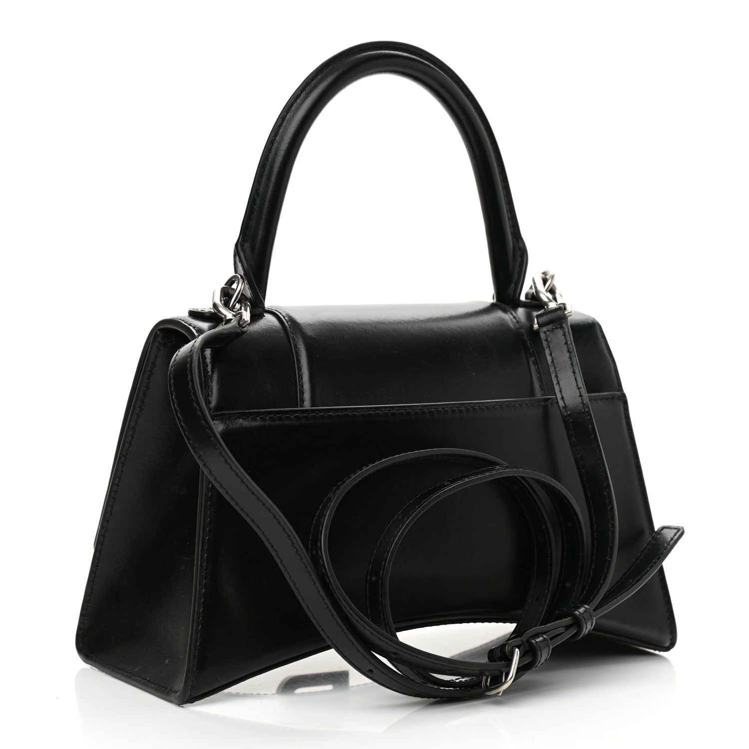 Balenciaga Shiny Box Calfskin Graffiti Logo Small Hourglass Top Handle Bag Black Pink 3 of 11