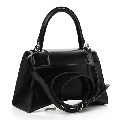 Balenciaga Shiny Box Calfskin Graffiti Logo Small Hourglass Top Handle Bag Black Pink 3 of 11