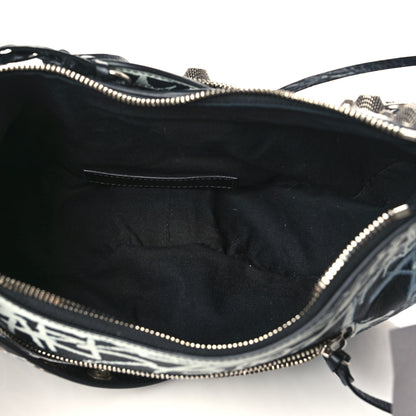 Balenciaga Agneau Arena Graffiti Small Le Cagole Shoulder Bag Black White 5 of 10