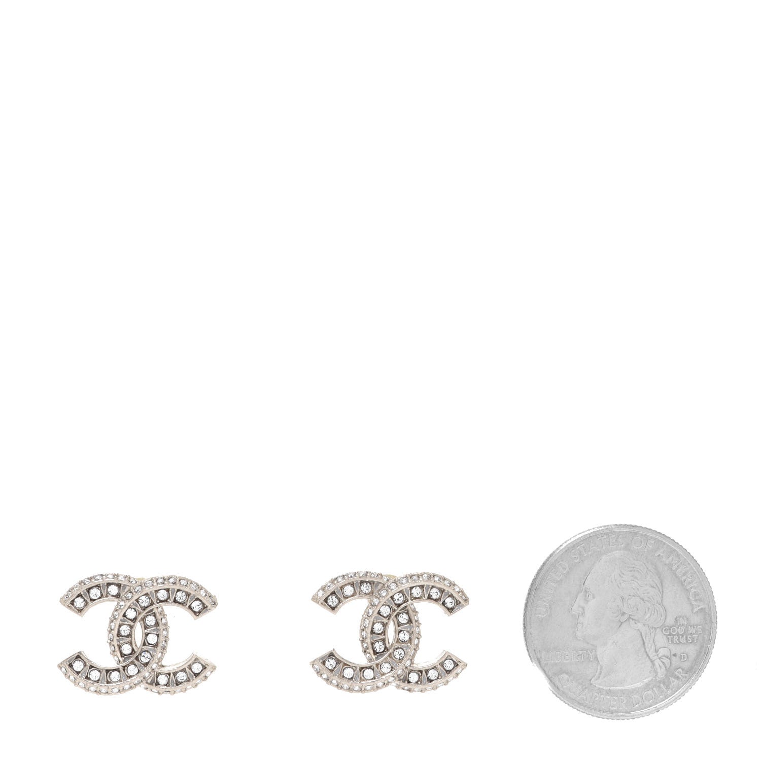 Chanel Crystal Timeless CC Earrings Light Gold 2 of 5